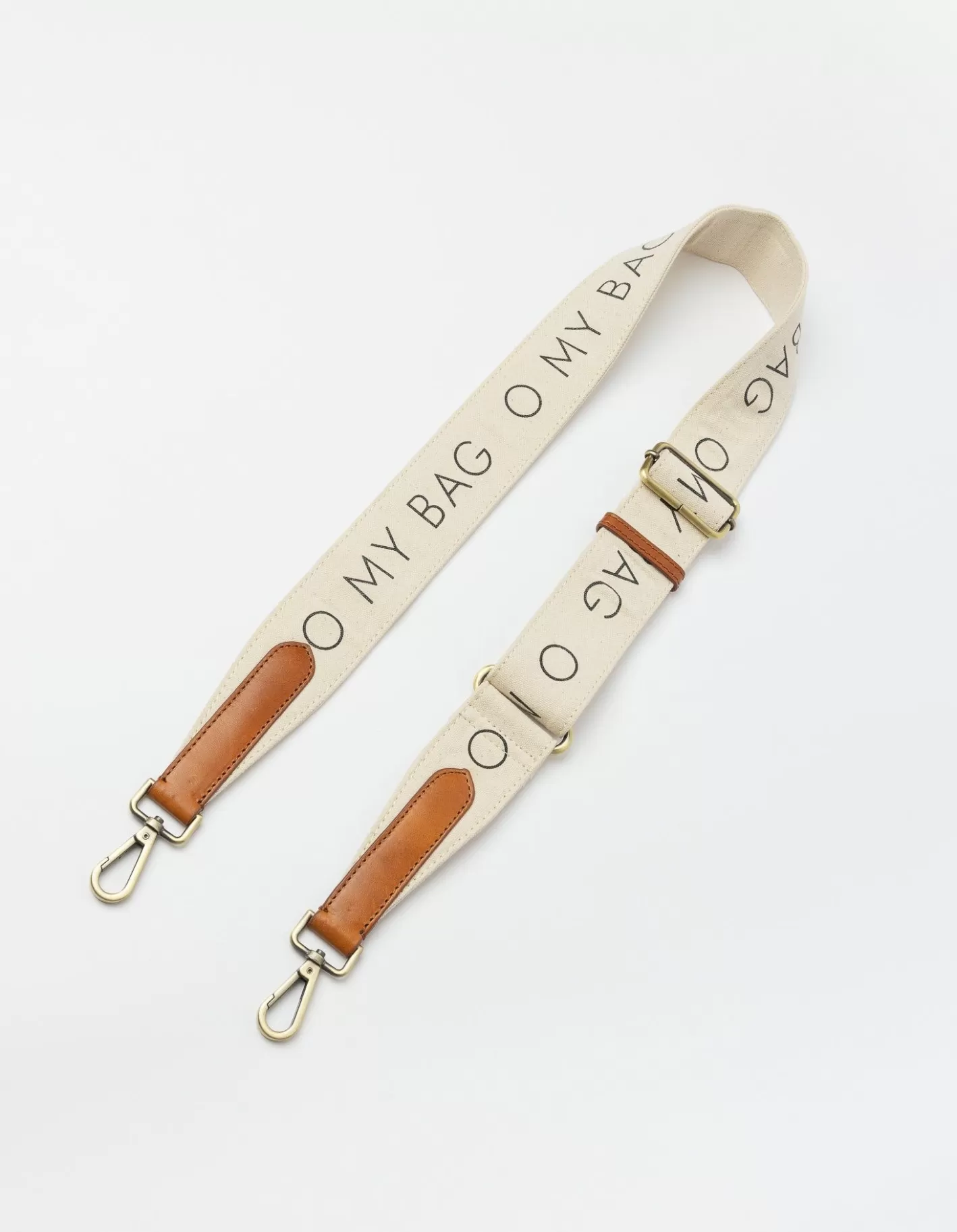 Women O My Bag Canvas Logo Strap-White/Cognac Classic Leather